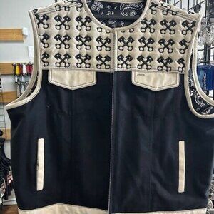 Men's Denim Vest with Cross Pistons Size 4XL